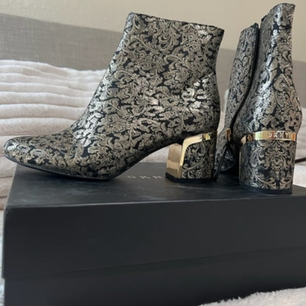 DKNY Gold Brocade Bootie